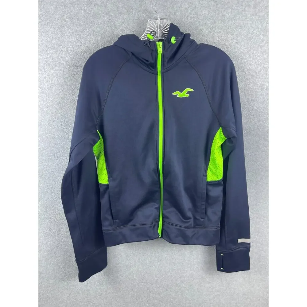 Hollister Hoodie Women's‎ S Blue Fill Zip Jacket Long Sleeve Workout Sports Logo